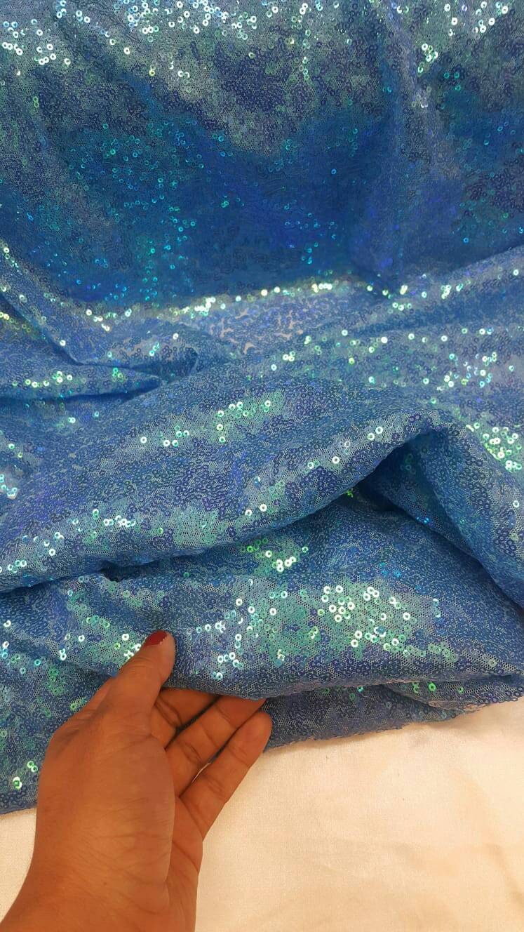 Blue Sequin Iridescent Fabric