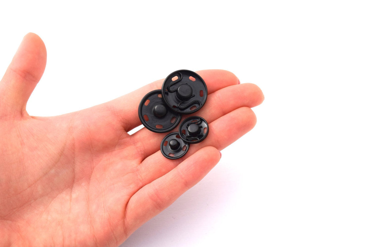 Sew-On Snap Metal Buttons Black Nickel
