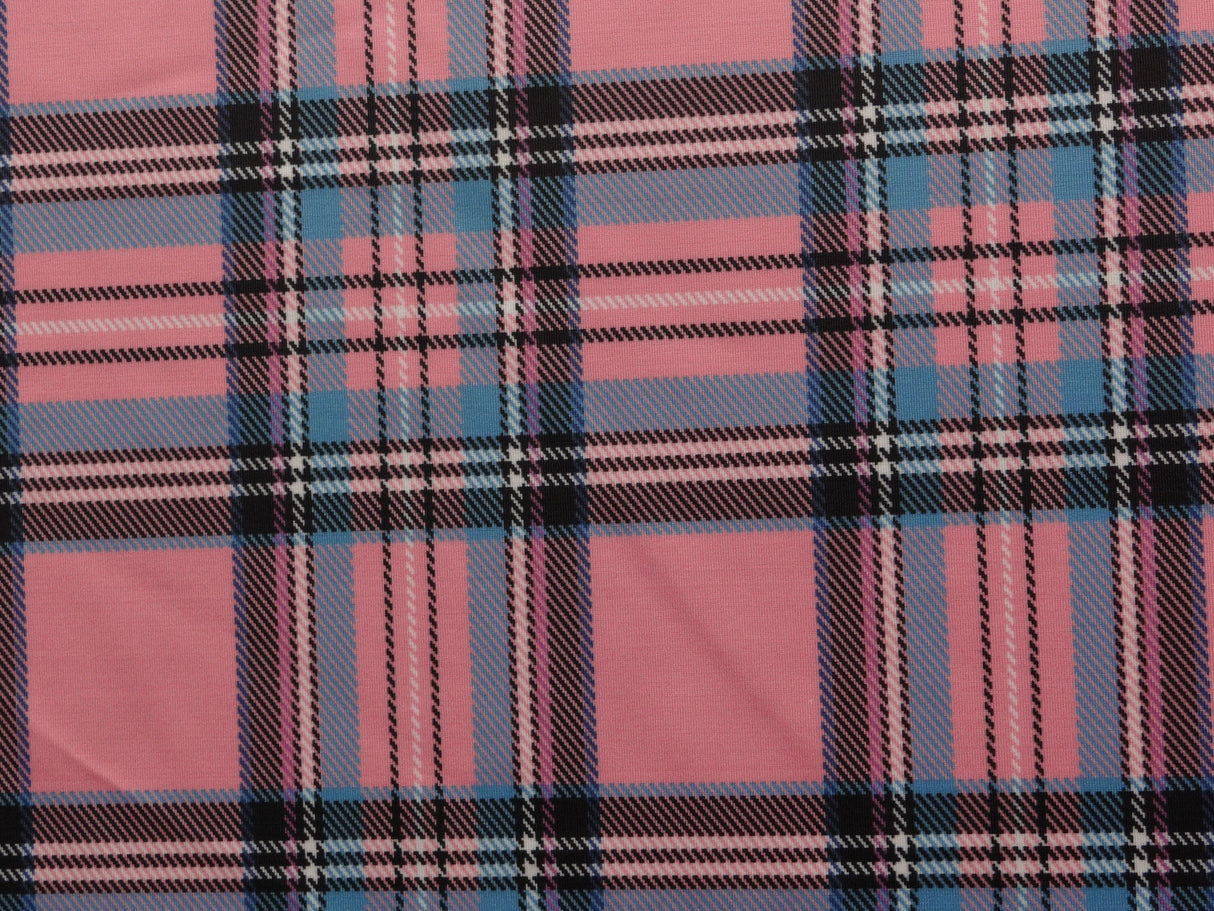 Pink Tartan Plaid Spandex Fabric - Pink Tartan Plaid, 58"/60" Width (1 Yard)