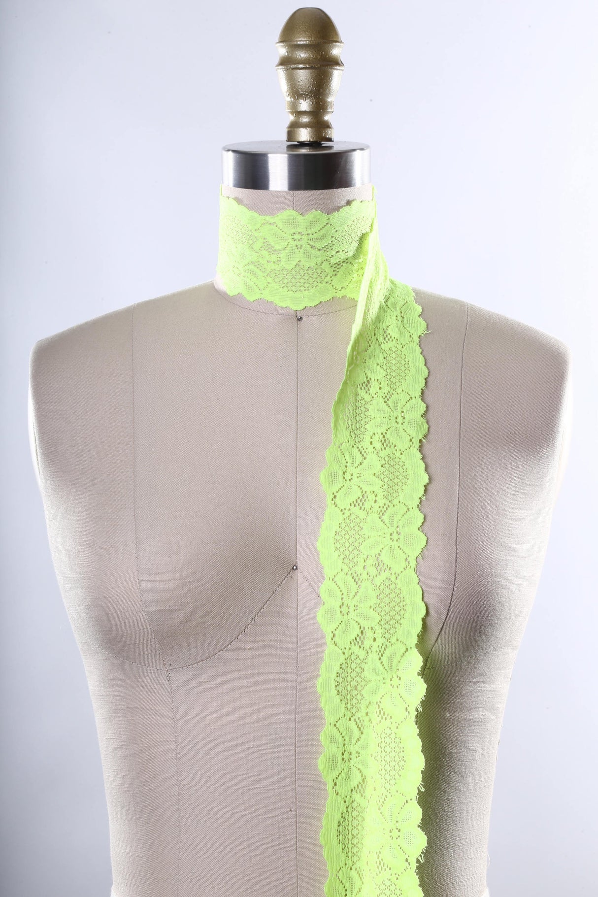Stretch Lace Trim Neon Green 2.5"