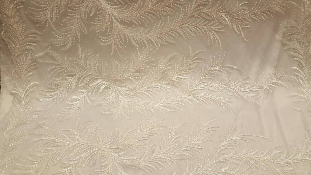 Clear Sequin Bridal Lace Off White