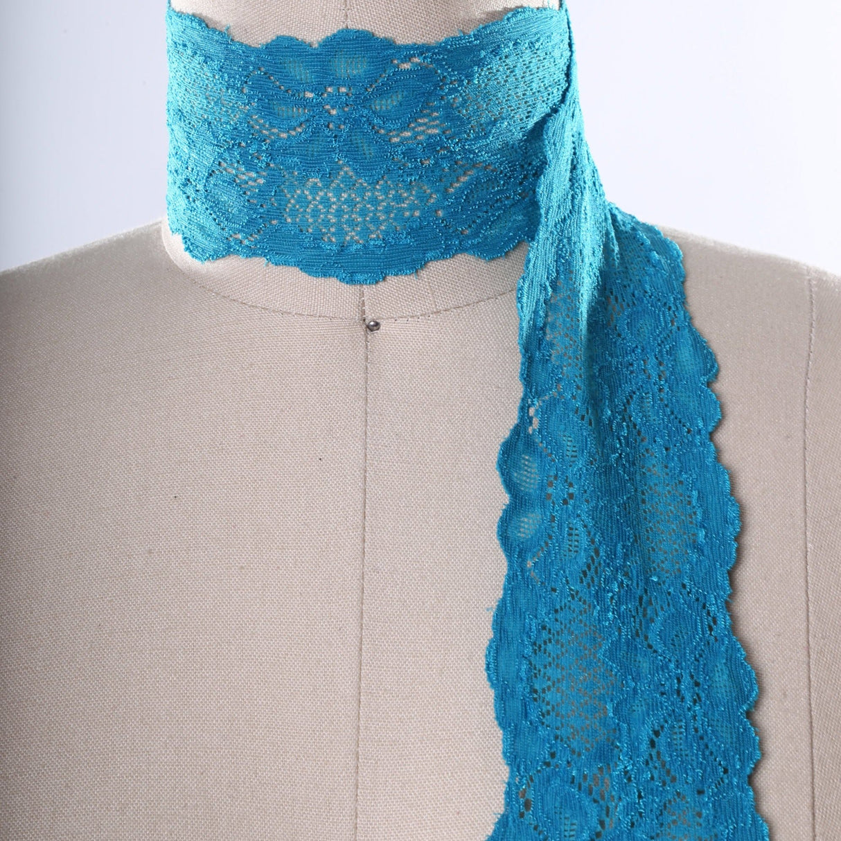 Stretch Lace Trim 2.5" Floral Blue
