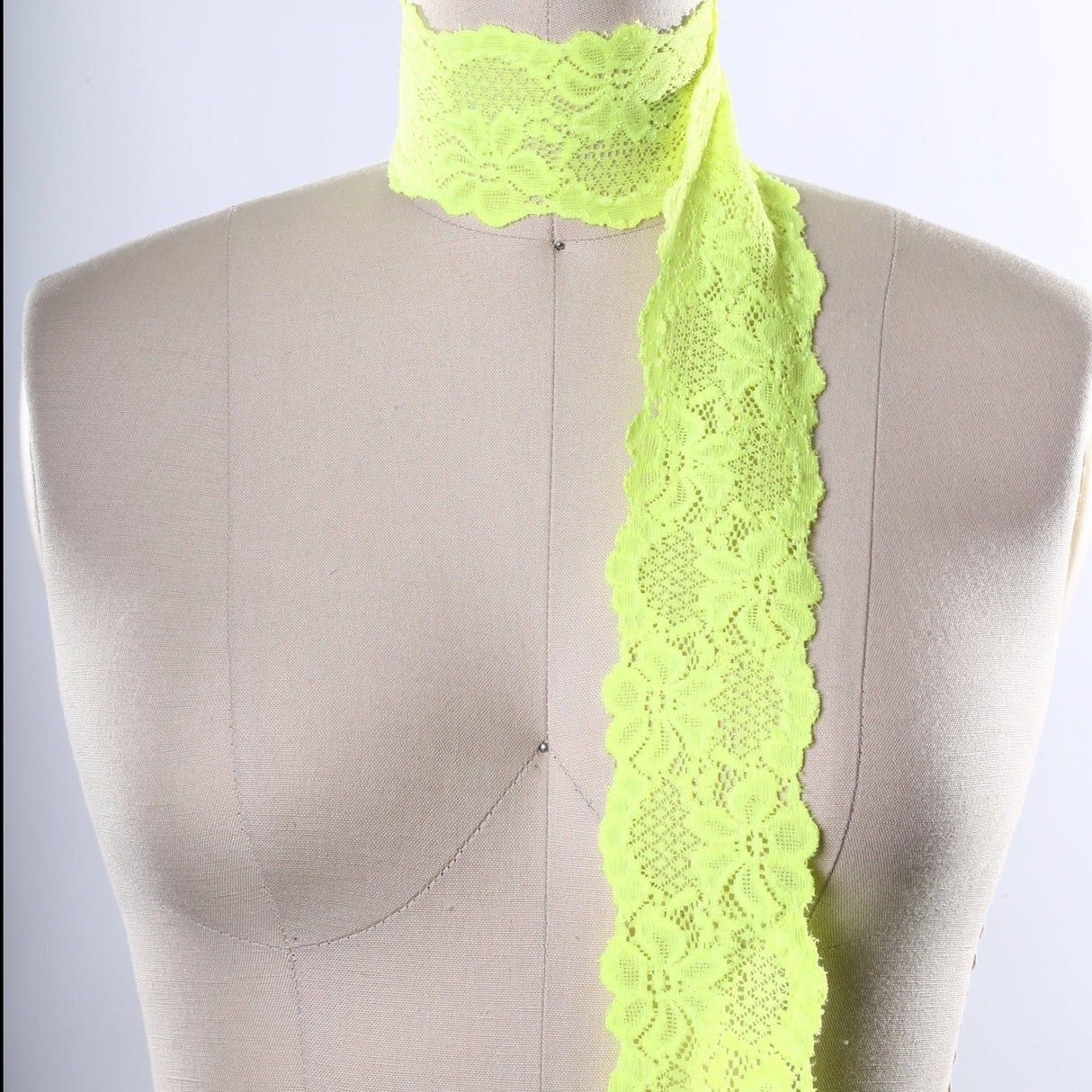 Stretch Lace Trim Neon Yellow 2.5"