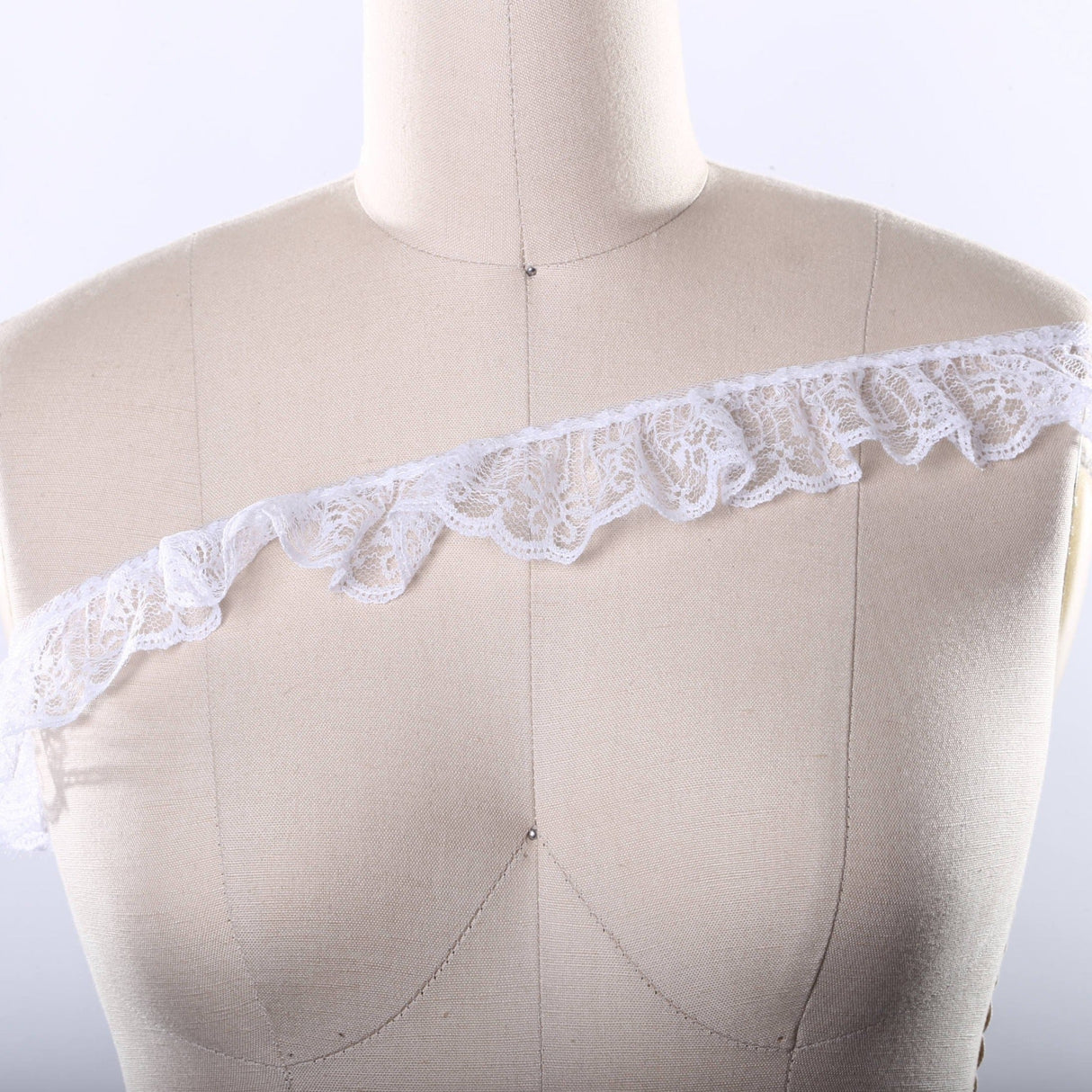 Ruffled Lace Trim White 2 Inch