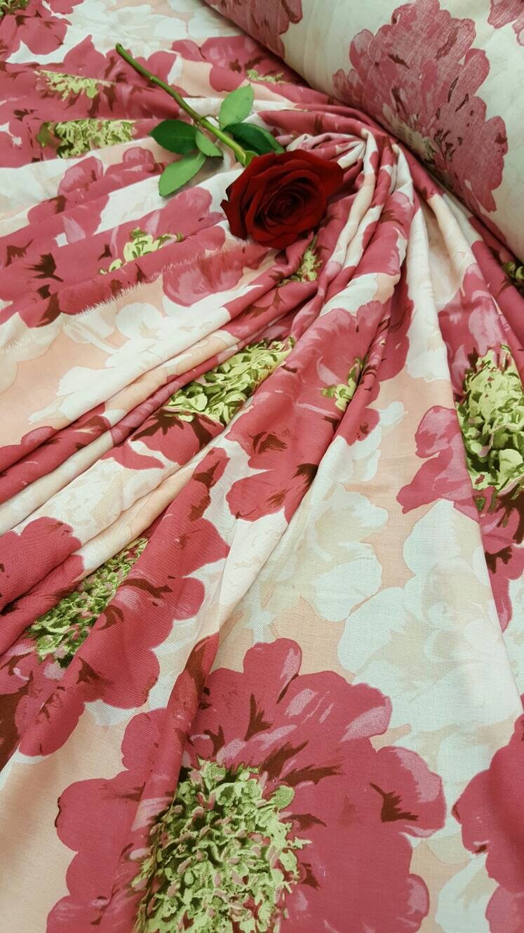 Rayon Challis Pink Blush Floral