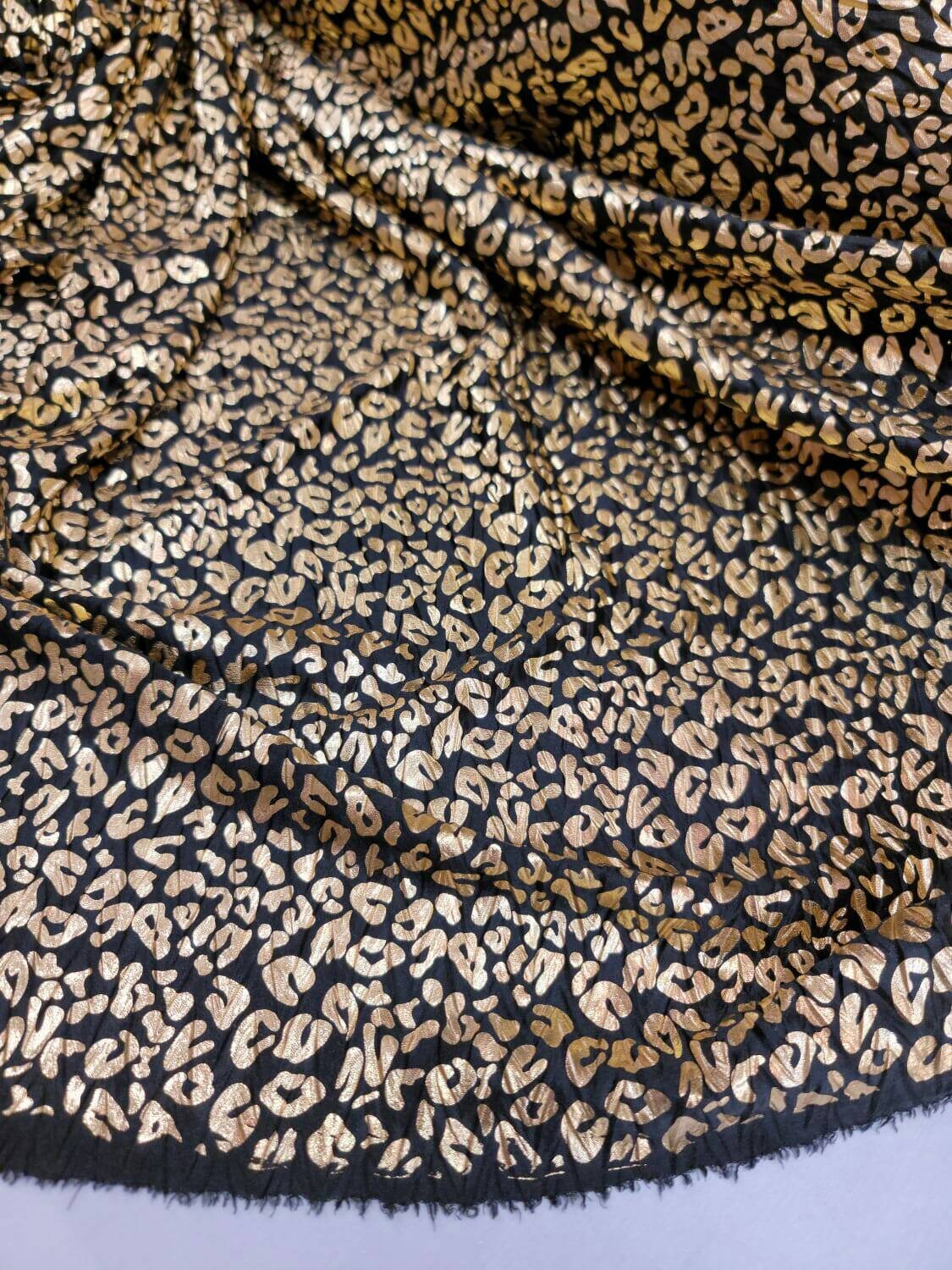 Stretch Faux Leather Cheetah Print Gold Black