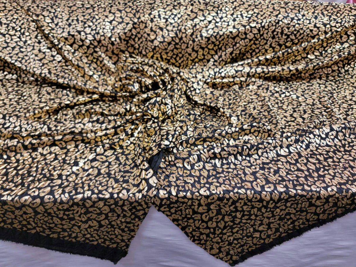 Stretch Faux Leather Cheetah Print Gold Black