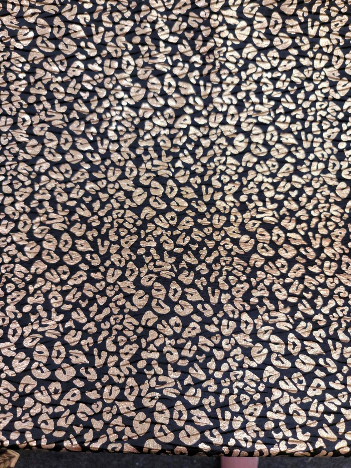 Stretch Faux Leather Cheetah Print Gold Black