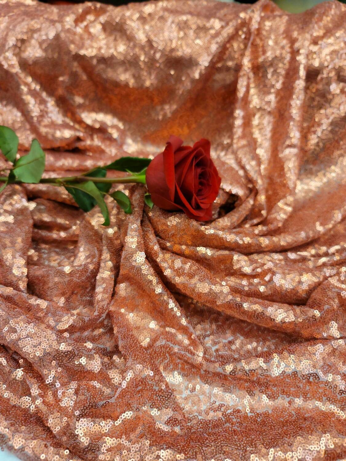 Sequin Fabric Matte Cooper on Mesh