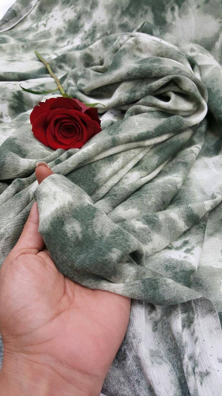 Rayon Challis Tie-Dye Olive Green