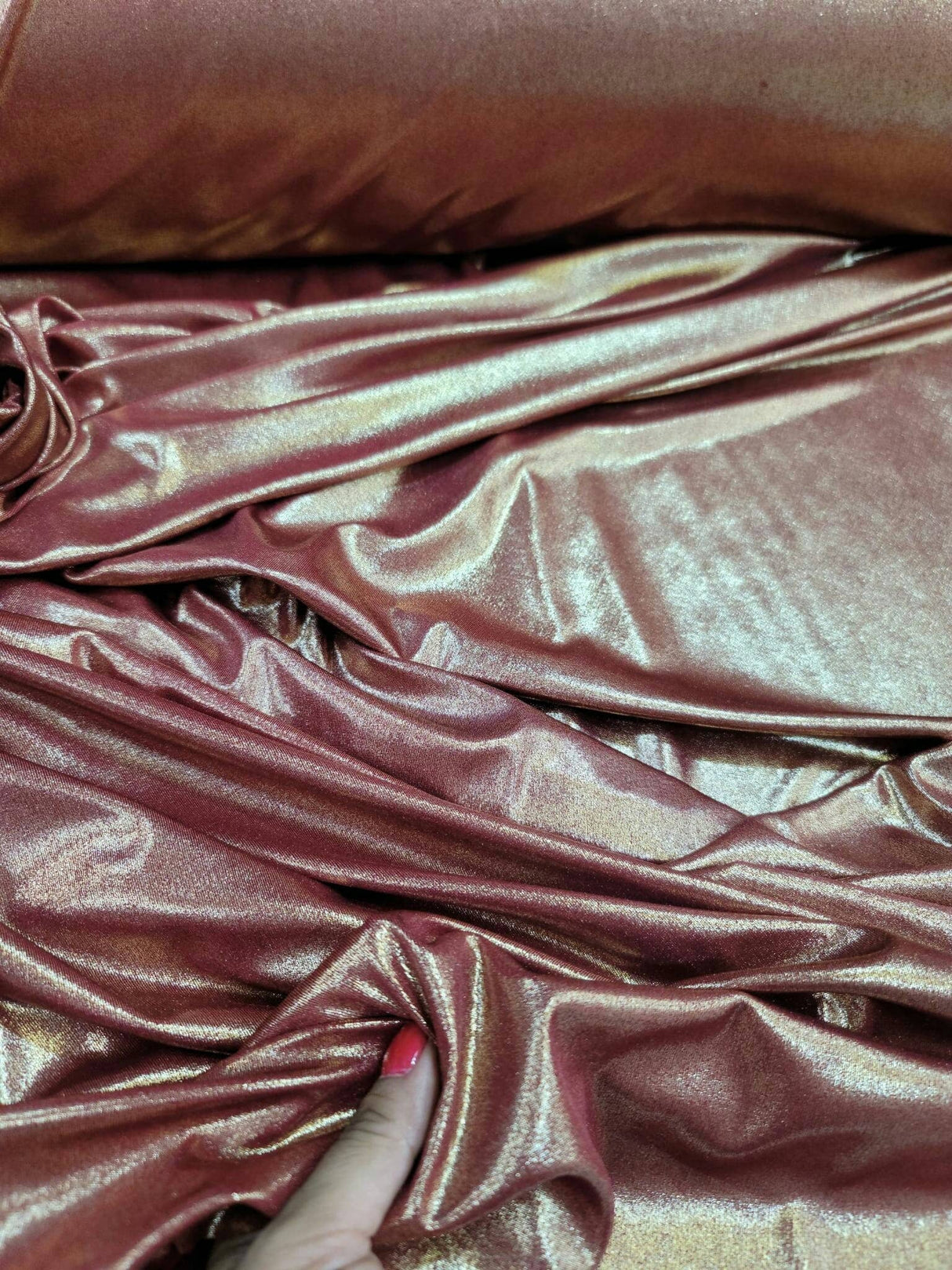 Stretch Fabric Burgundy Gold Sparkly Shimmer
