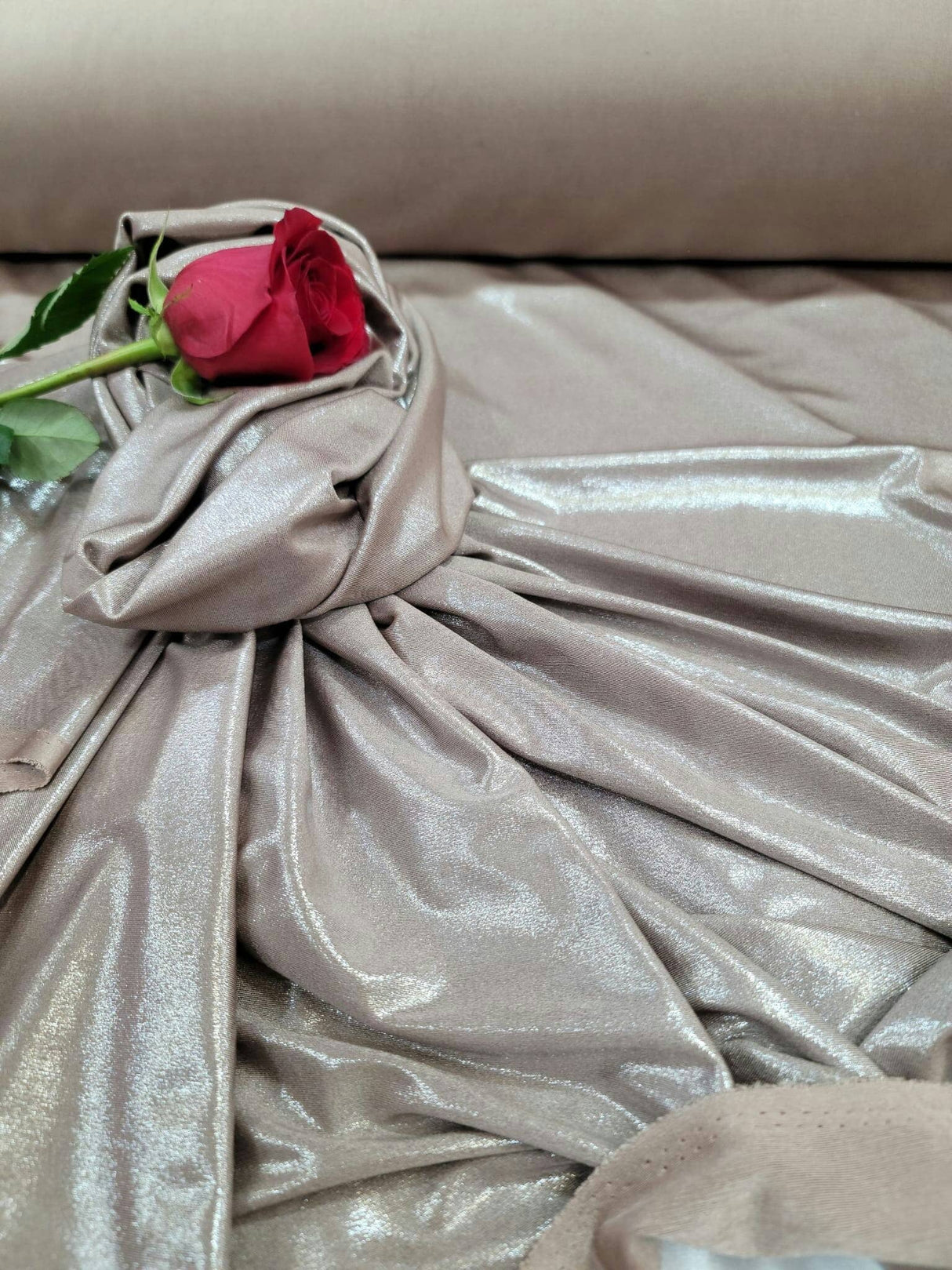 Champagne Sparkly Stretch Fabric