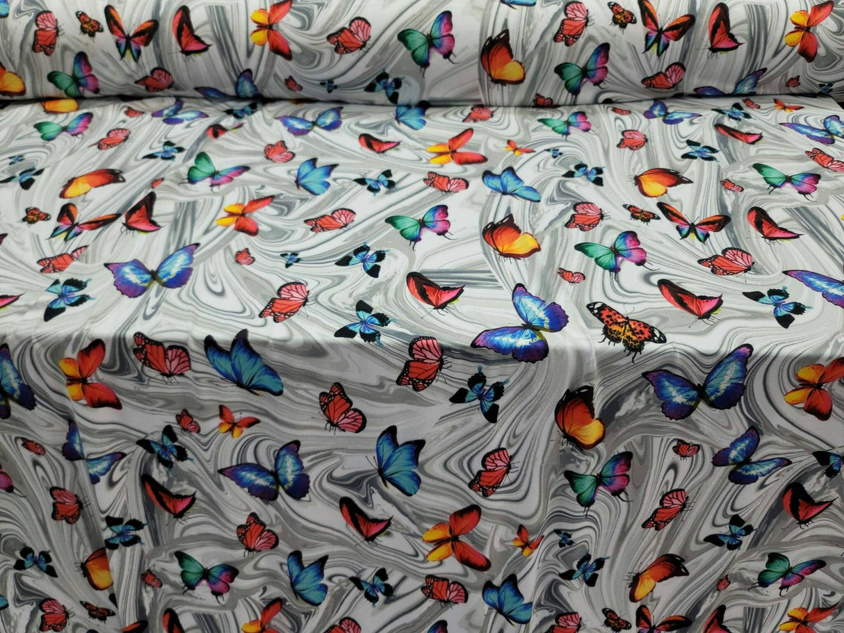 Stretch Rayon Spandex Butterfly Print Fabric