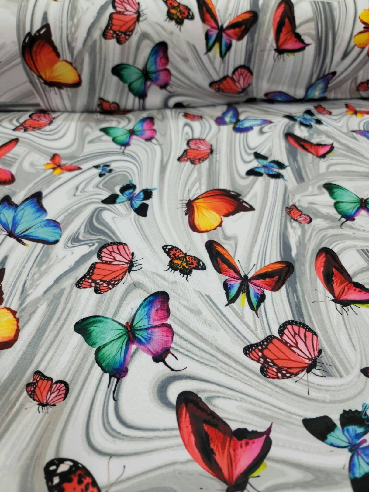 Stretch Rayon Spandex Butterfly Print Fabric