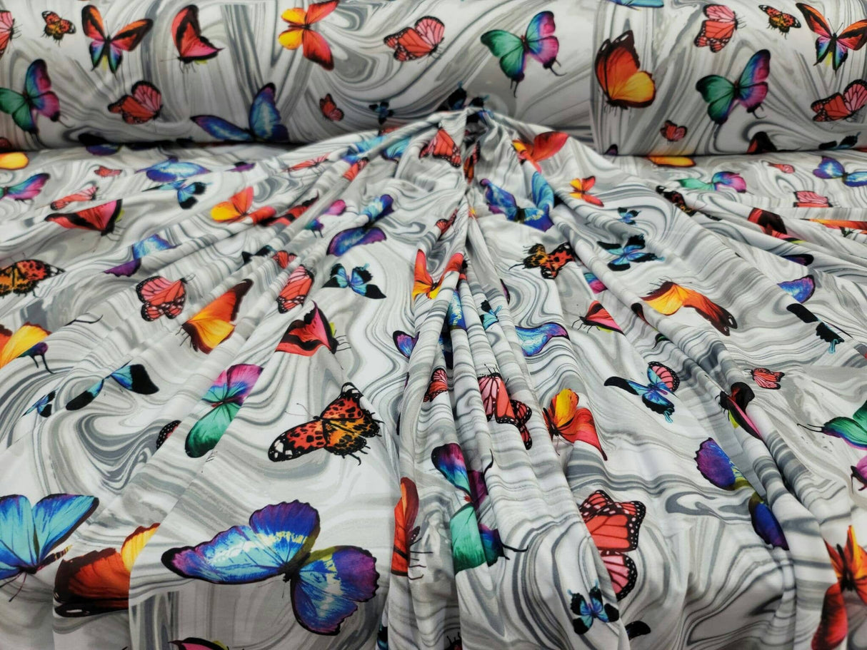 Stretch Rayon Spandex Butterfly Print Fabric