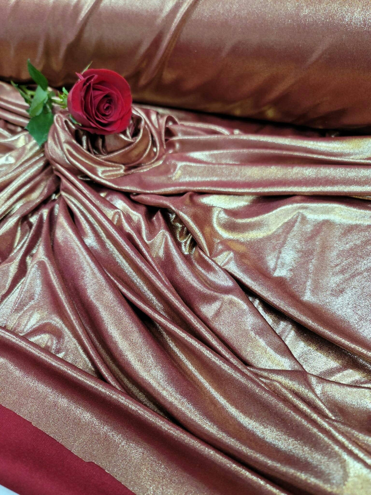 Stretch Fabric Burgundy Gold Sparkly Shimmer
