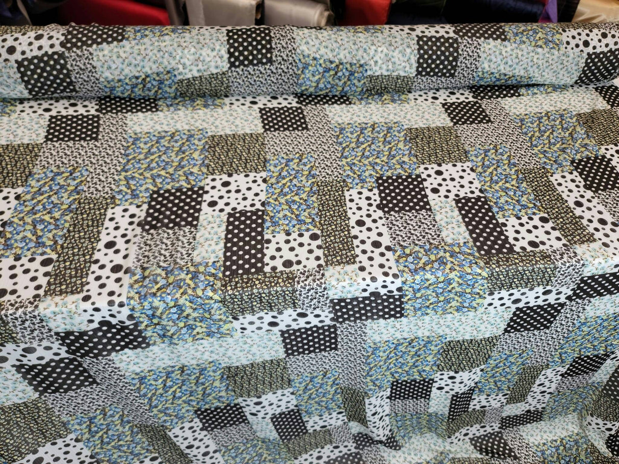 Floral Chiffon Blue Black