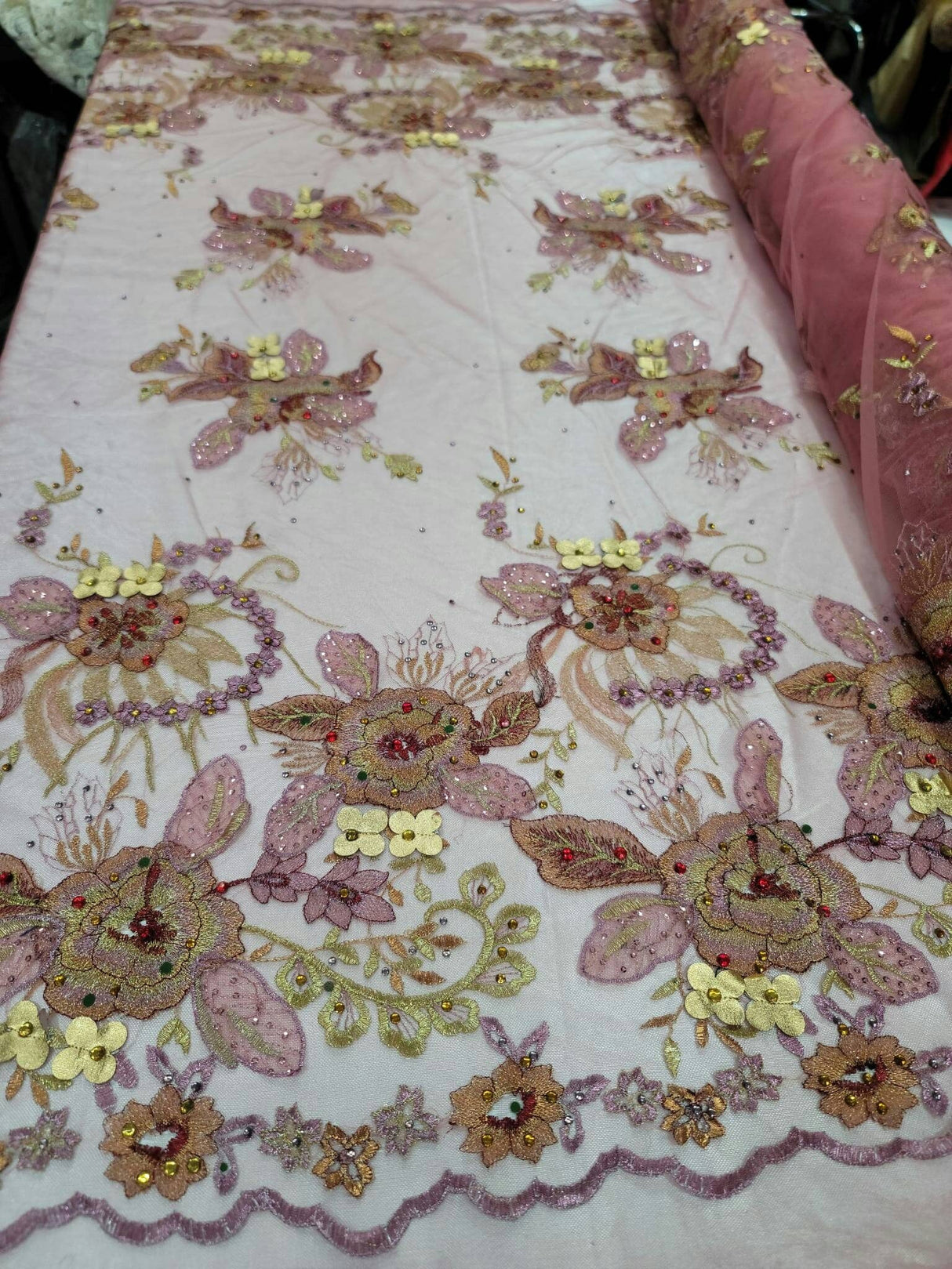 Embroidered Lace Rainbow Unicorn Floral Multicolor