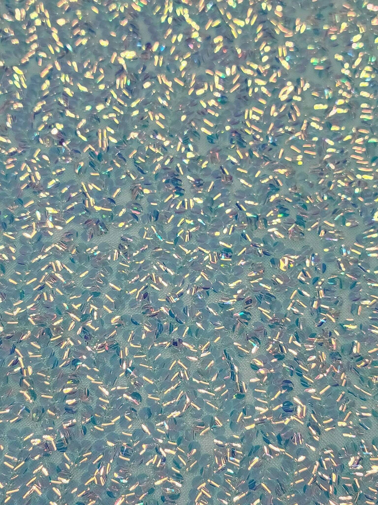 Sequin Iridescent Embroidery 4-Way Stretch Mesh Fabric Mint