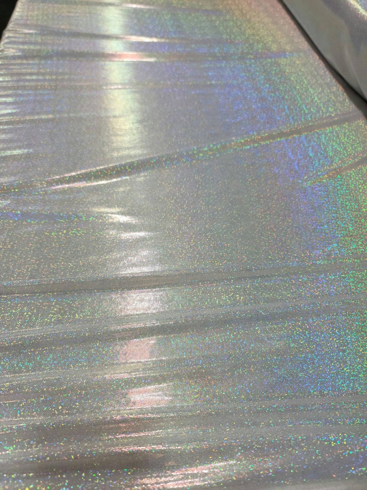 Iridescent Silver Glitter Polyester Fabric