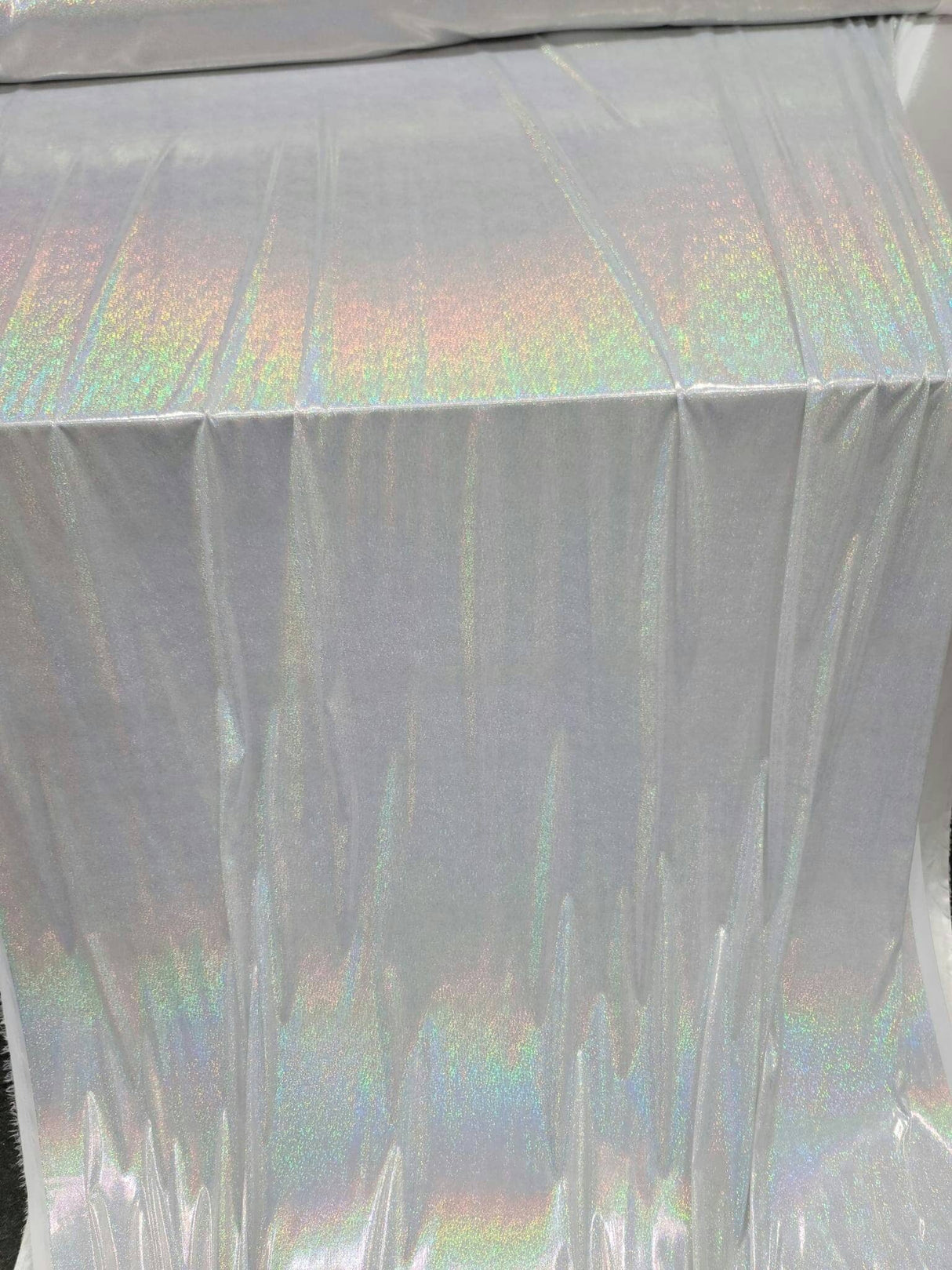 Iridescent Silver Glitter Polyester Fabric