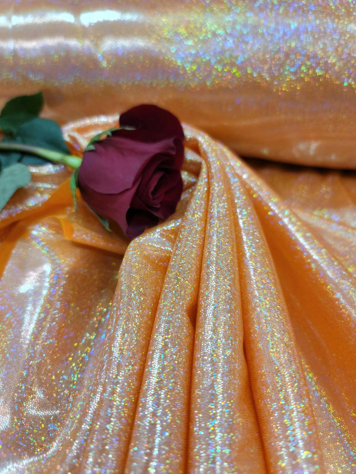 Orange Sparkly Lame Foil Fabric