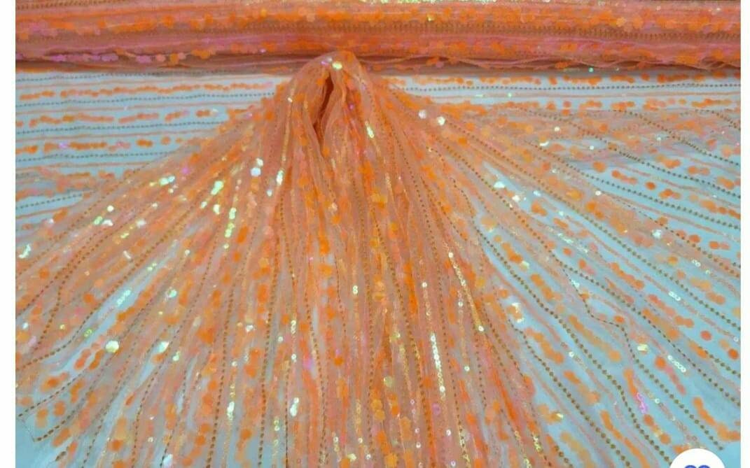 Sequin Lace Neon Iridescent Orange