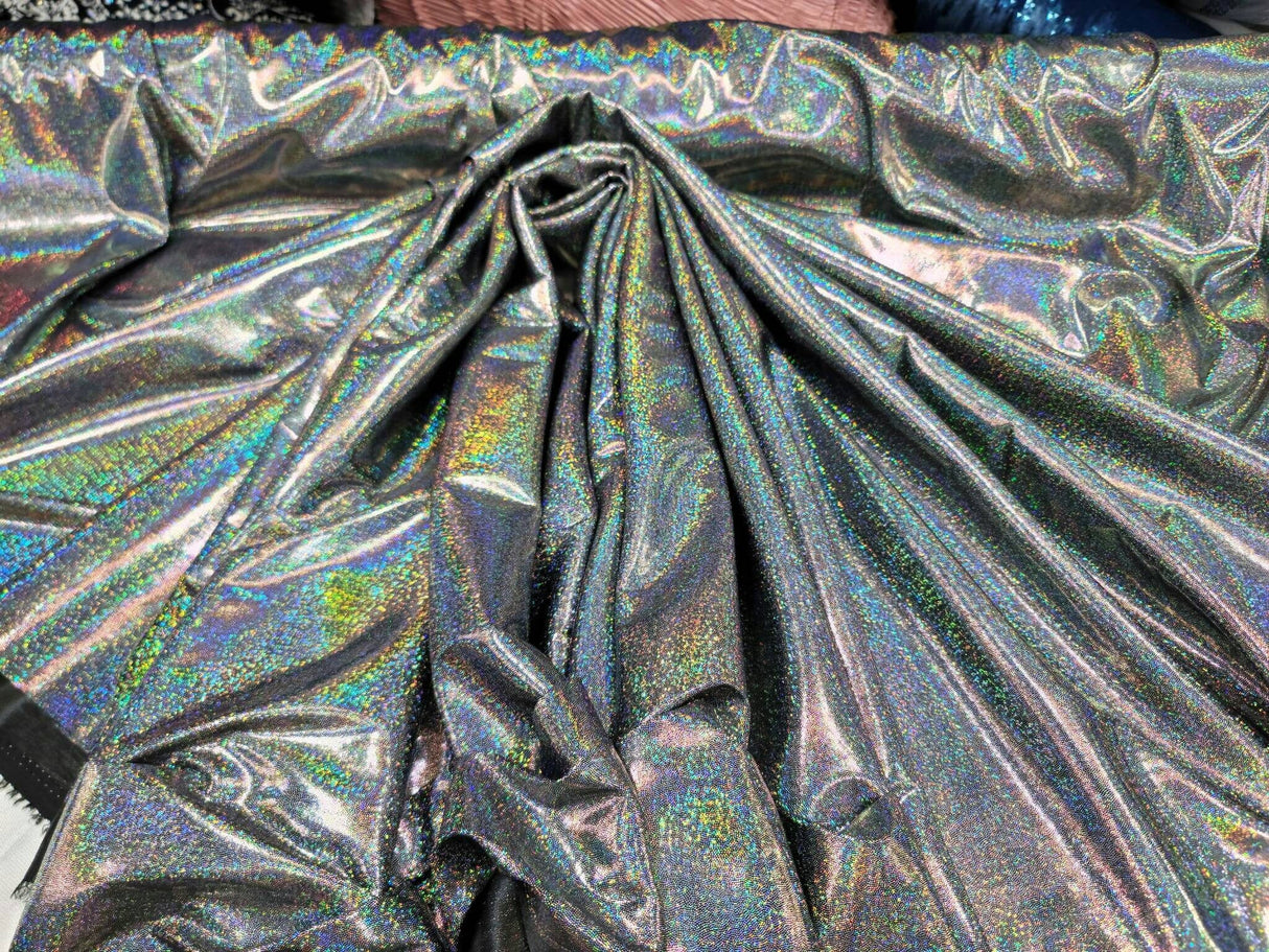 Glitter Sparkly Iridescent Fabric Black