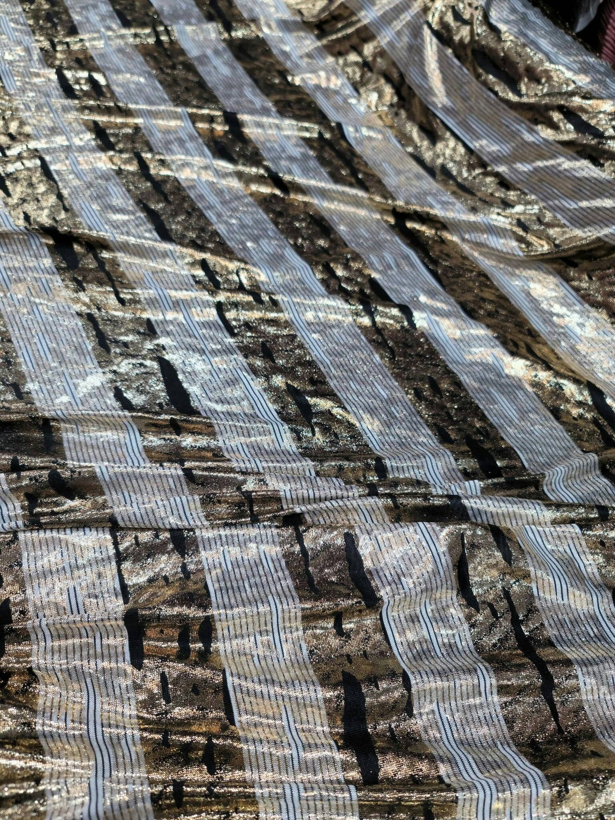 Gold Sparkly Metallic Stretch Spandex Fabric