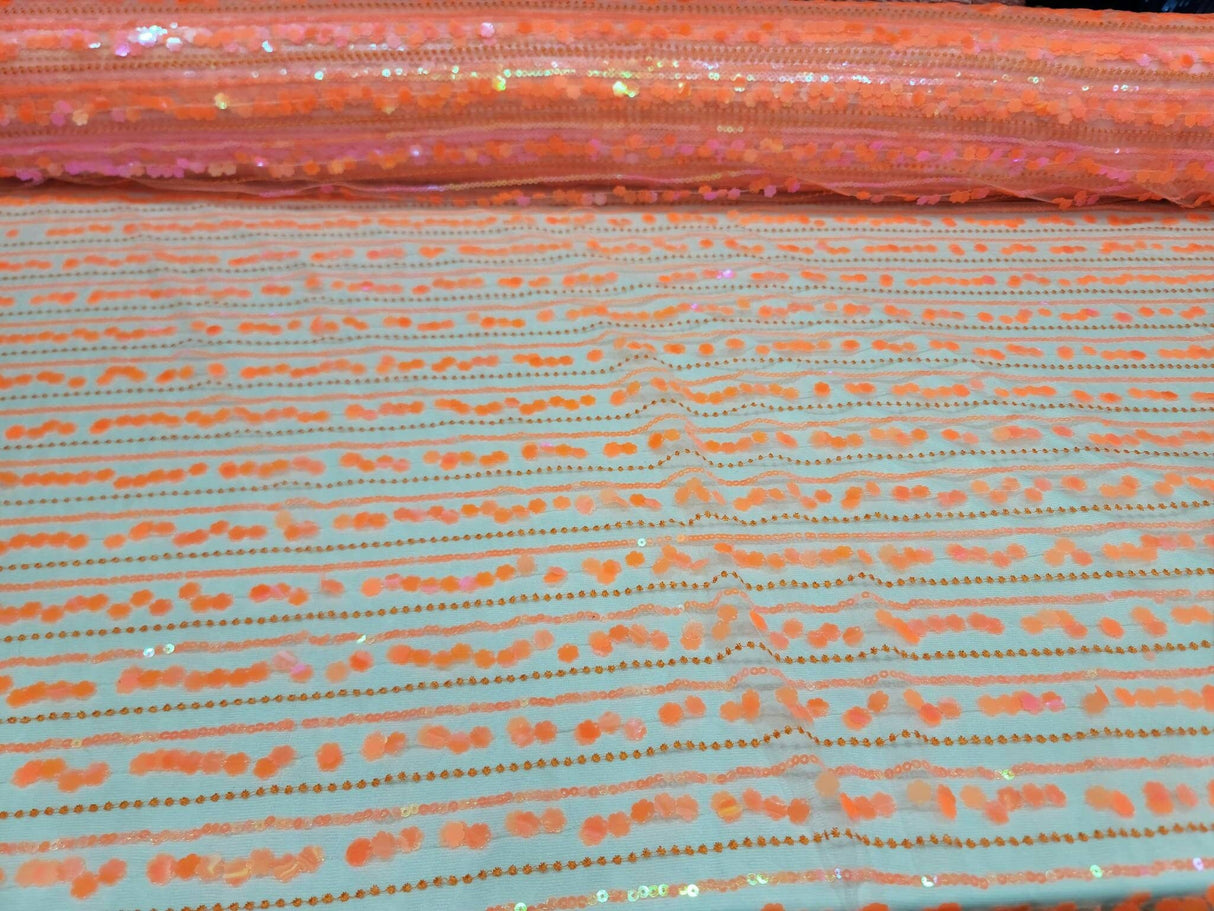 Sequin Lace Neon Iridescent Orange