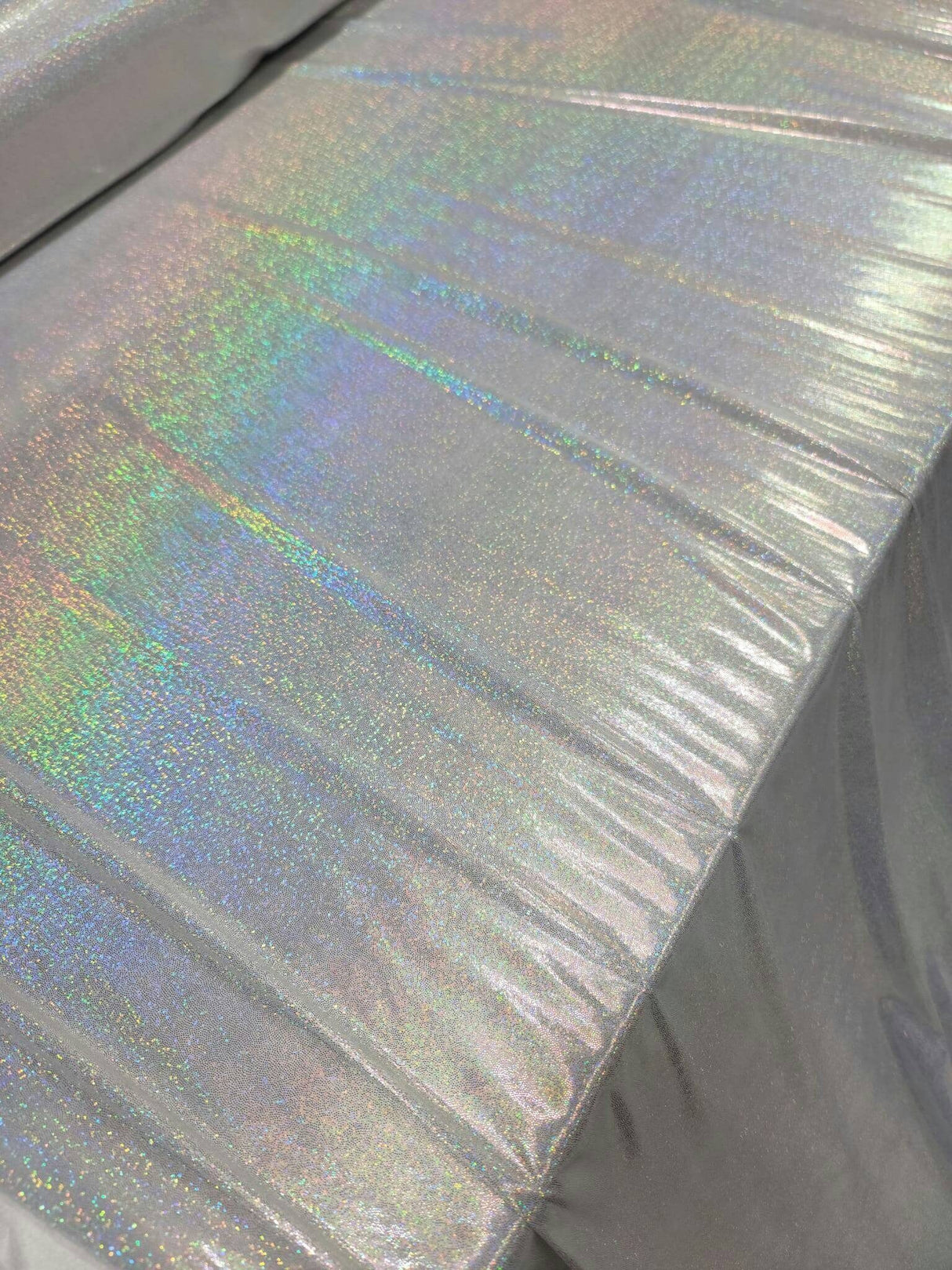 Iridescent Silver Glitter Polyester Fabric