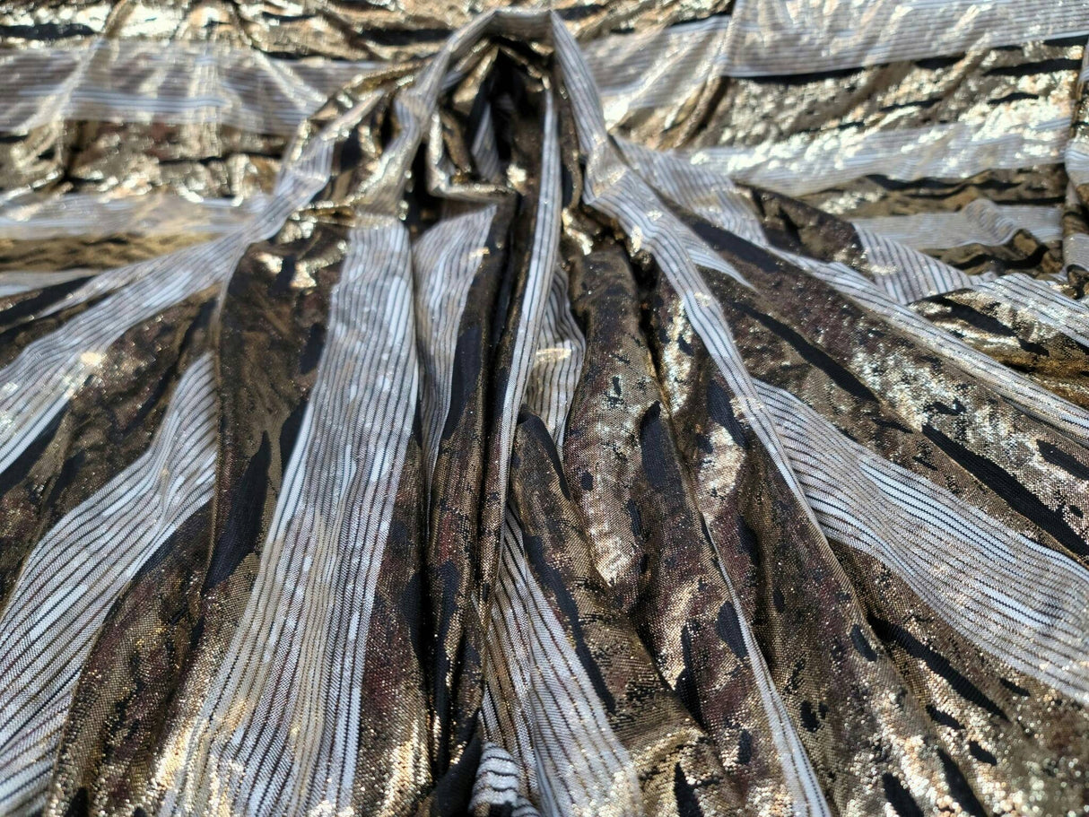 Gold Sparkly Metallic Stretch Spandex Fabric