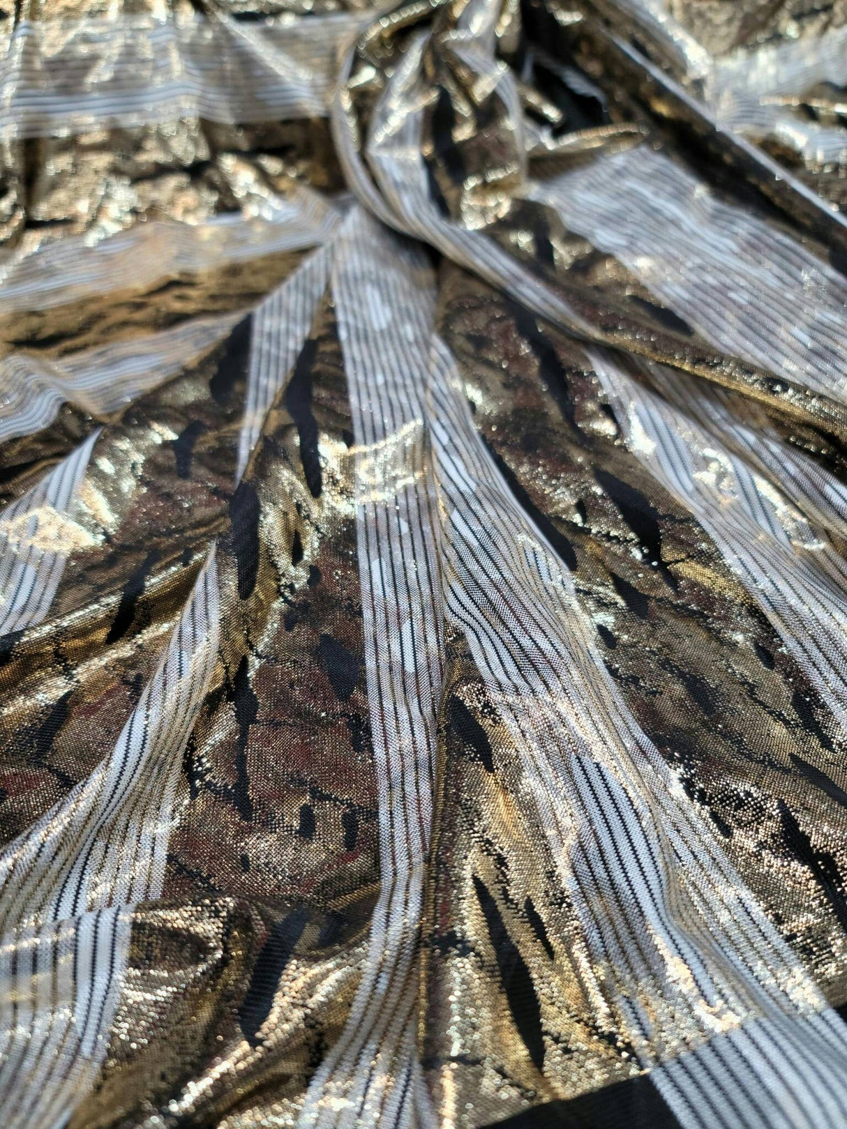 Gold Sparkly Metallic Stretch Spandex Fabric