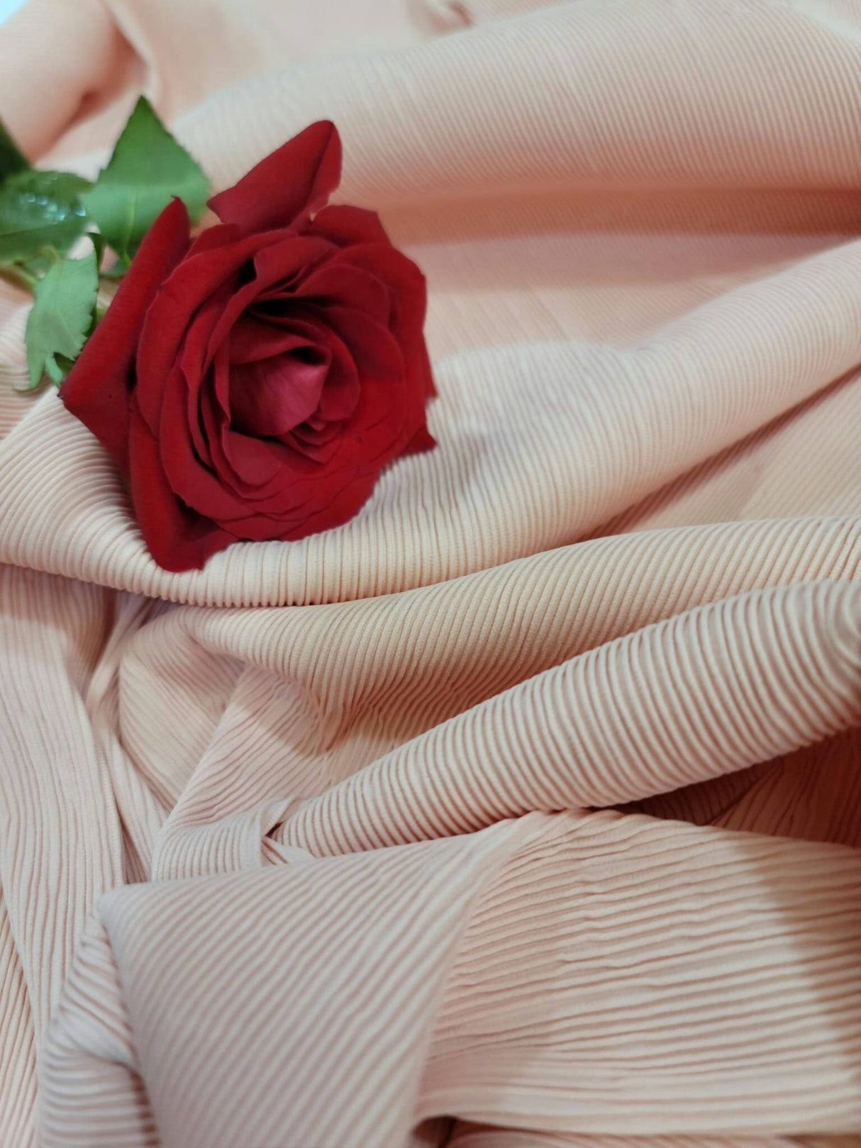 Blush Pleated Stretch Nylon Spandex Fabric