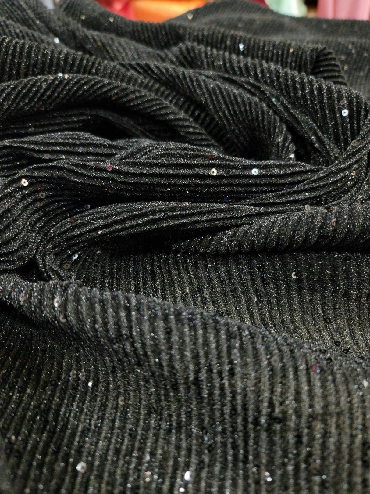 Sequin Spandex Black 4-Way Stretch Fabric