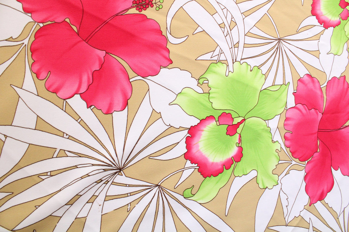 Modern Tropical Floral Polyester Spandex Fabric - Tropical Floral Print, 58/60" Width (1 Yard)