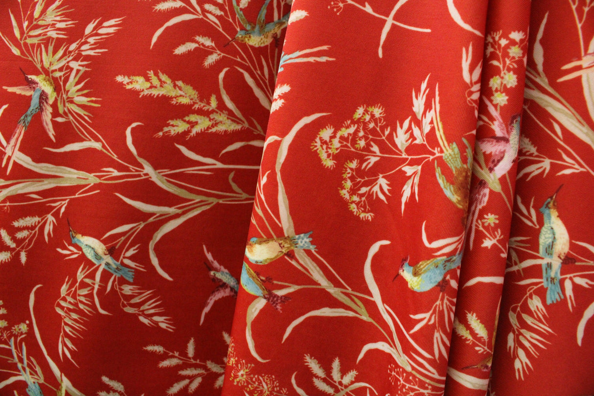 Humming Bird Fauna Polyester Spandex Fabric - Humming Bird Fauna Print, 58"/60" Width (Yard (36" X 60"))