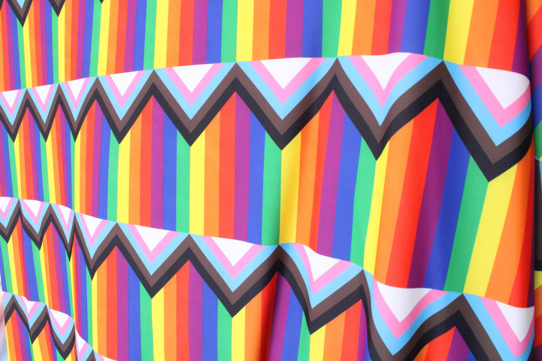 1 Yard Rainbow Pride Flag Spandex Fabric Four Way Stretch for Swimwear and Costumes 58"/60" Width