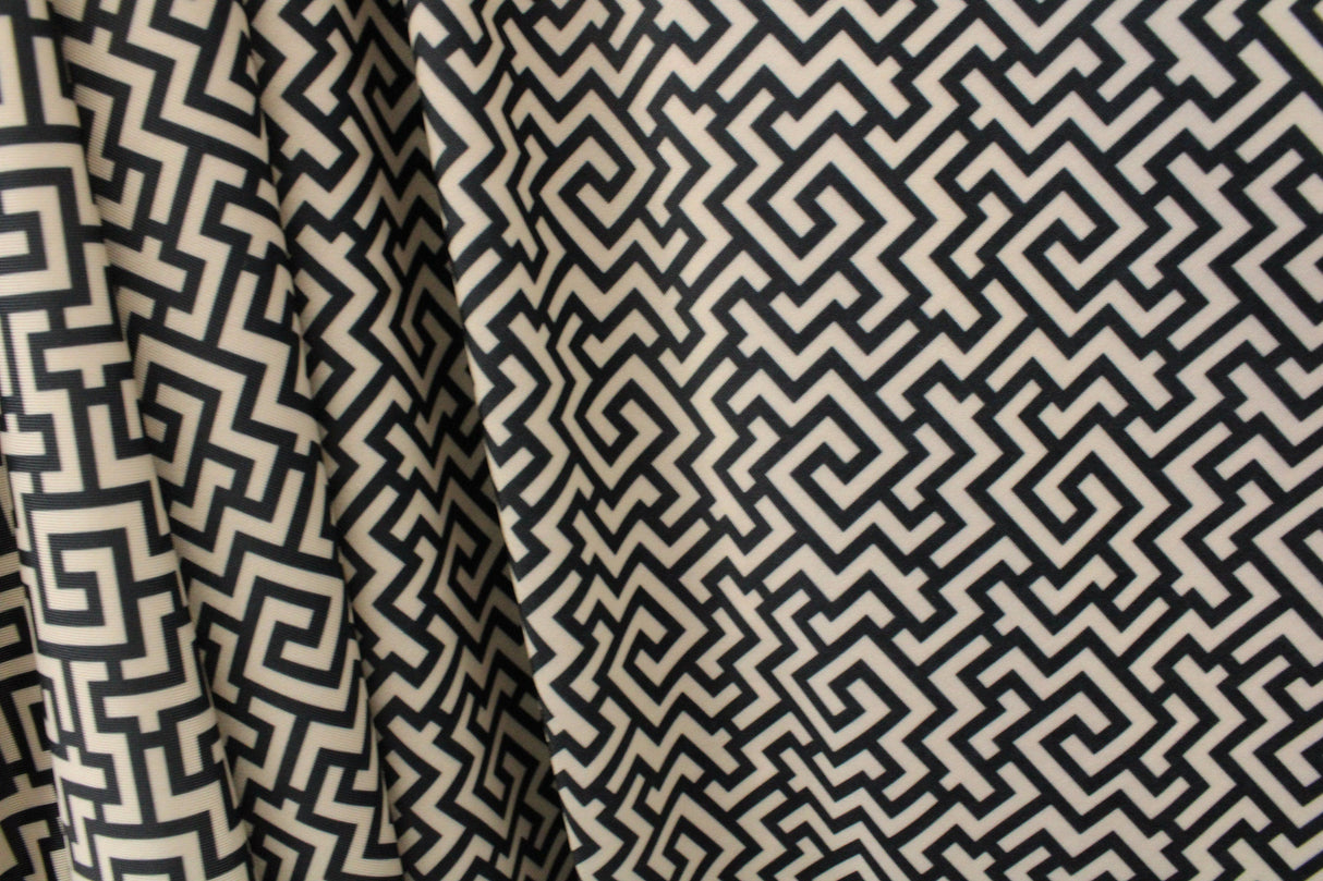 Geometric Maze Polyester Spandex Fabric - Geometric Maze Illusion Design, 58"/60" Width (1 Yard)