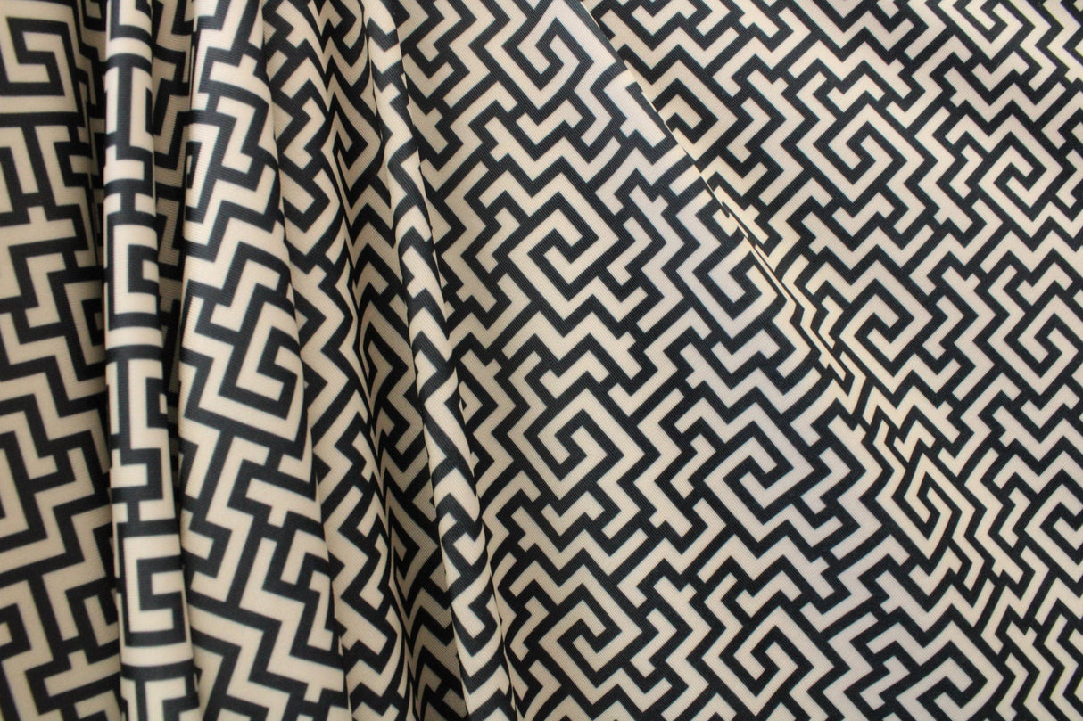 Geometric Maze Polyester Spandex Fabric - Geometric Maze Illusion Design, 58"/60" Width (1 Yard)