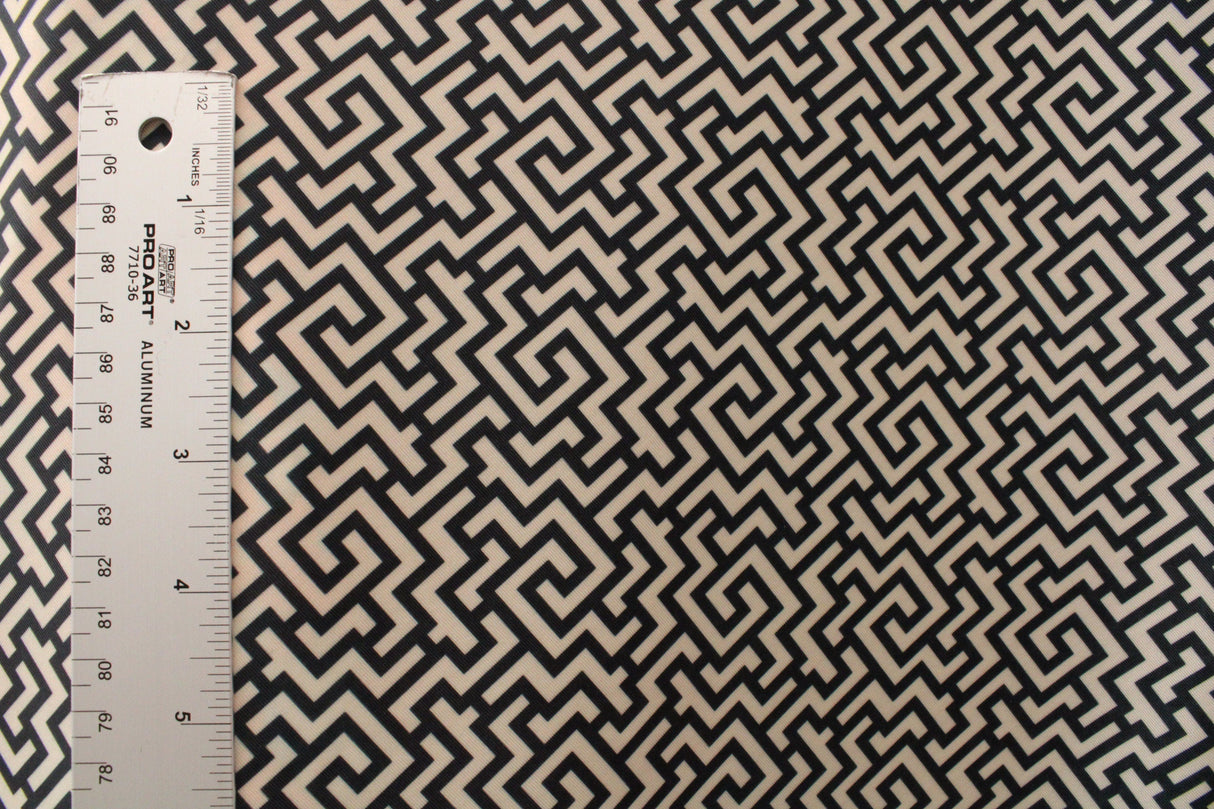 Geometric Maze Polyester Spandex Fabric - Geometric Maze Illusion Design, 58"/60" Width (1 Yard)