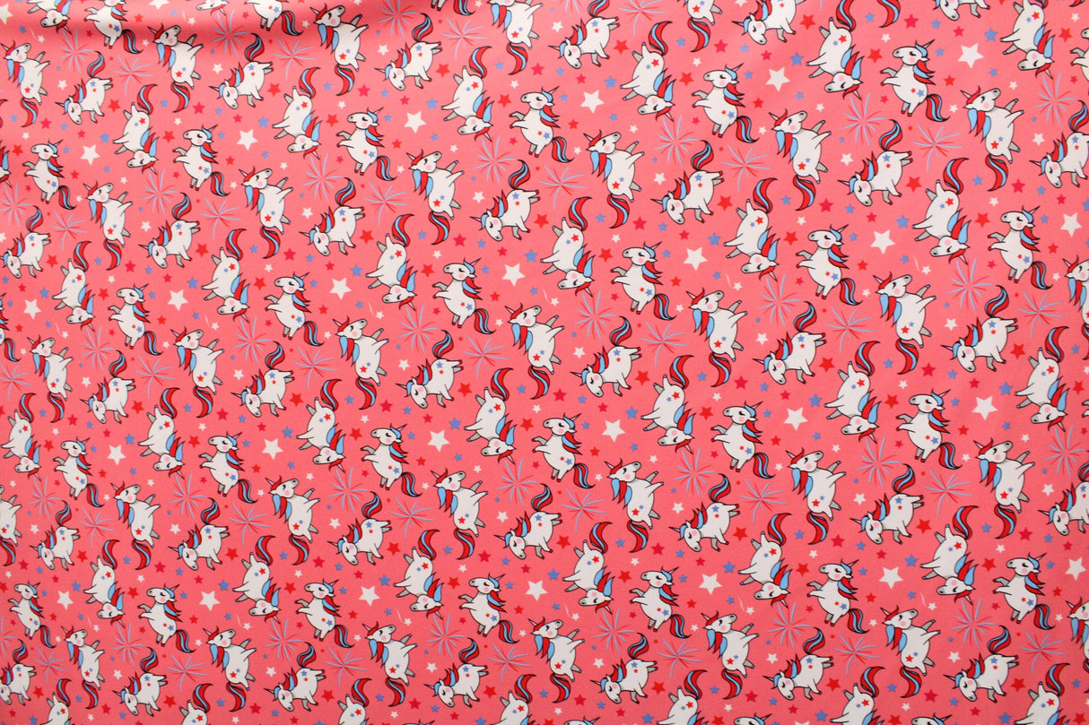 Fireworks And Unicorns Polyester Spandex Fabric - Printed, 58"/60" Width (1 Yard)