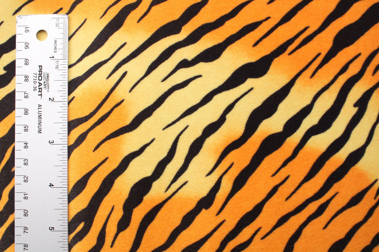 Tiger Velvet Fabric - Tiger Print, 4-Way Stretch, 36" X 60" (1 Yard)