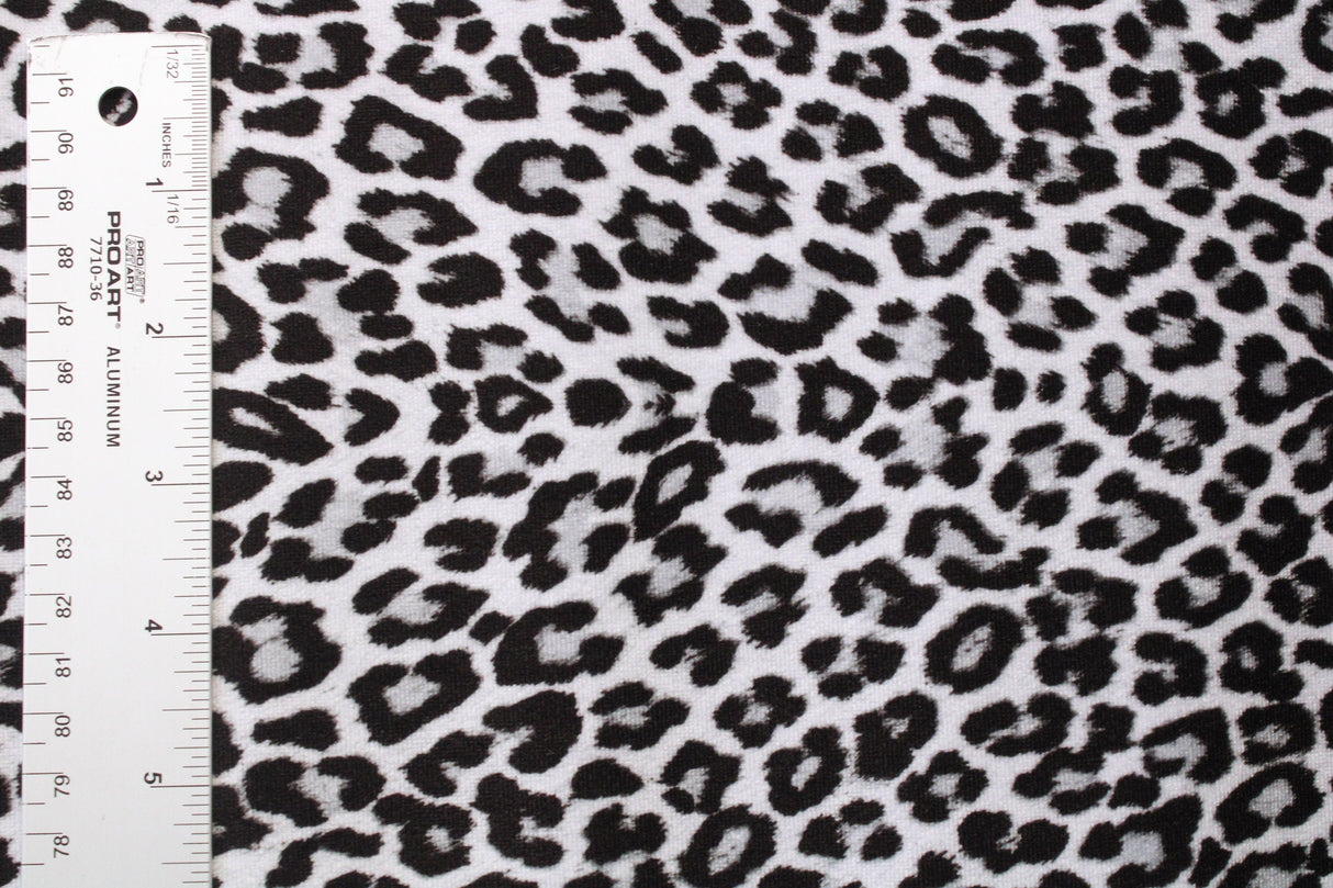 Silver Leopard Velvet Fabric - Silver Leopard Print, 36" X 60" (1 Yard)