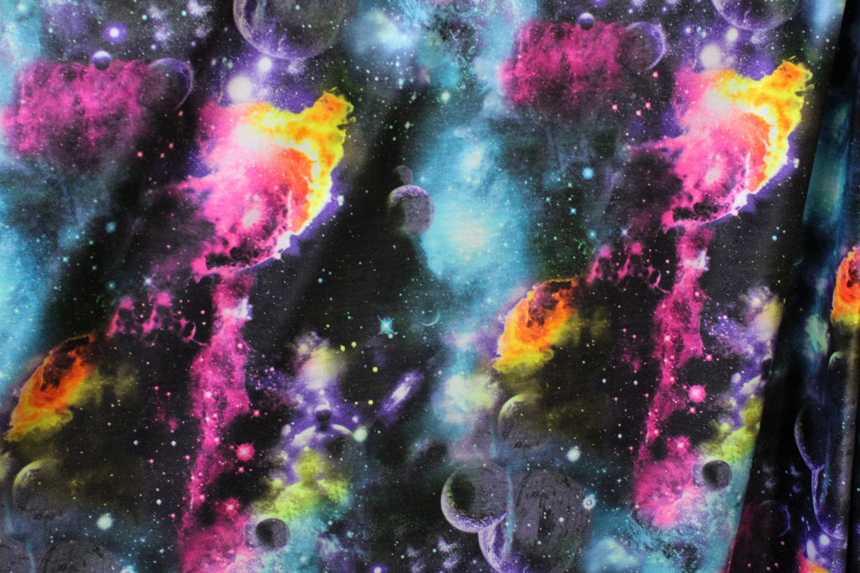 Colorful Galaxy Velvet Fabric - Printed Galaxy, 58"/60" Width (1 Yard)