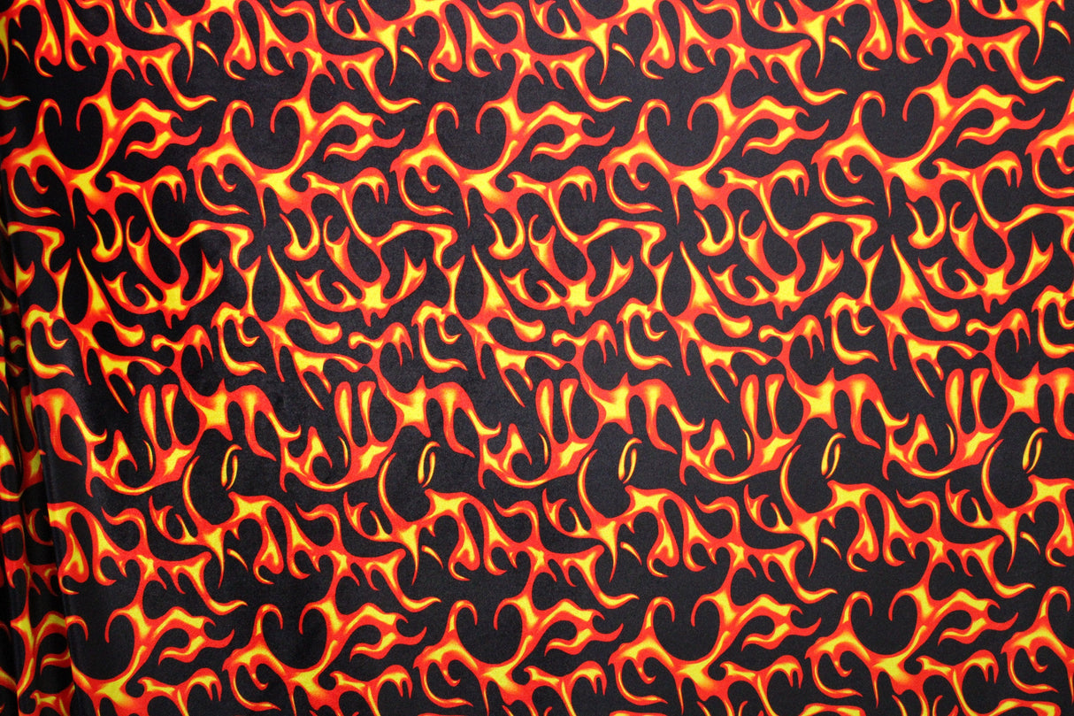 Flames Velvet Fabric - Printed Flames, 36" X 60" (1 Yard)