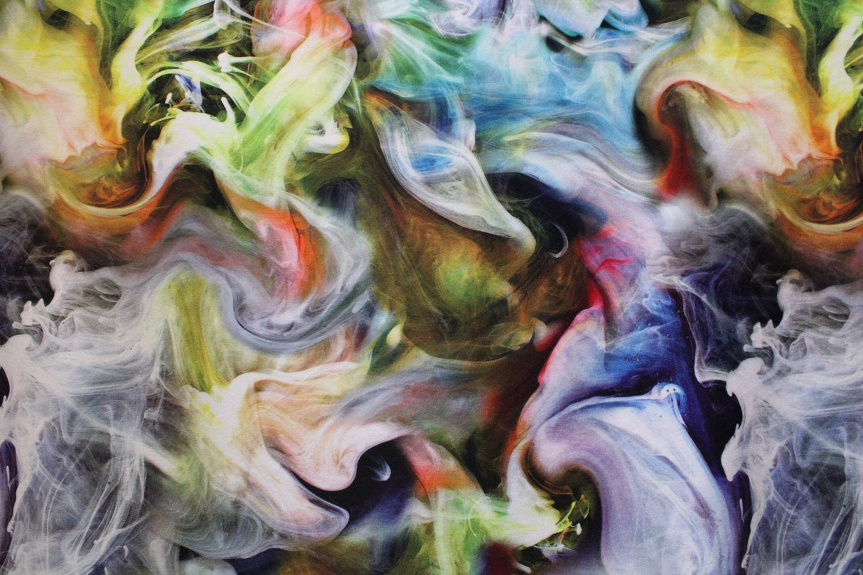 Rainbow Smoke Velvet Fabric - Blue Smoke Print, 36" X 60" (1 Yard)