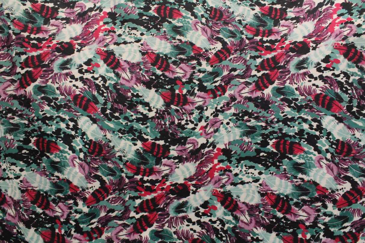 Watercolor Feathers Spandex Fabric - Watercolor Feathers Print, 58"/60" Width (Yard (36" X 60"))
