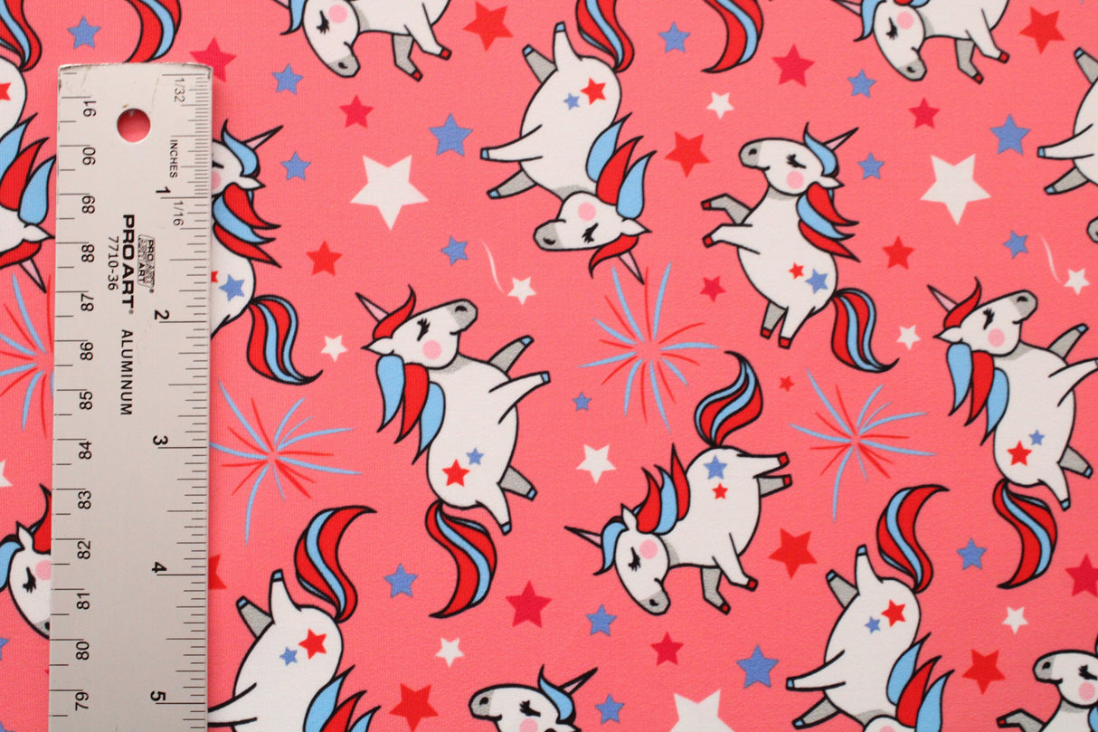 Fireworks And Unicorns Polyester Spandex Fabric - Printed, 58"/60" Width (1 Yard)