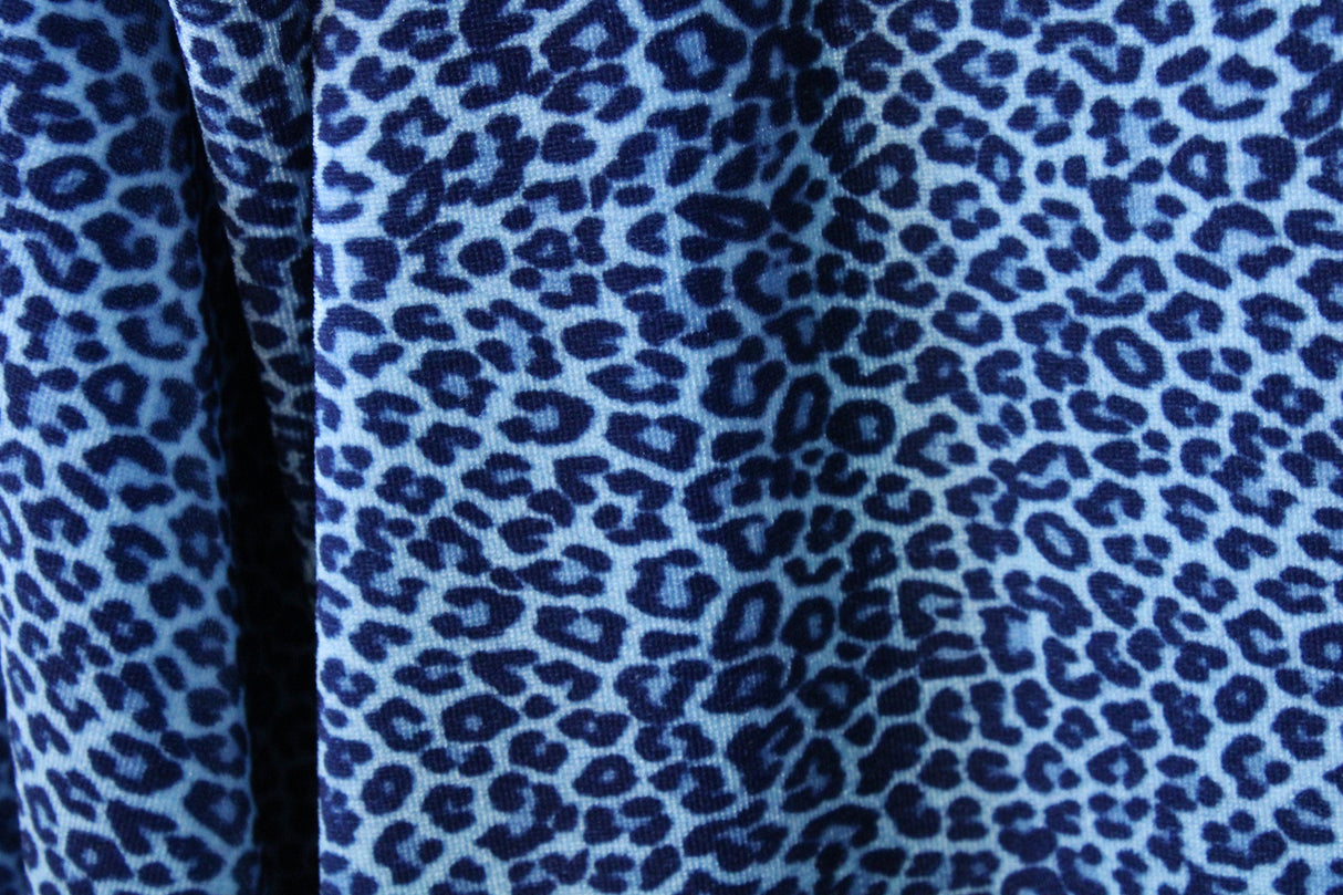 Blue Cheetah Velvet Fabric - Blue Cheetah Print, 36" X 60" (1 Yard)